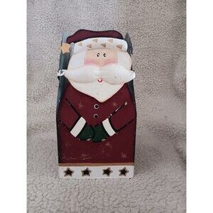 Square Metal Santa Candle Holder 9"